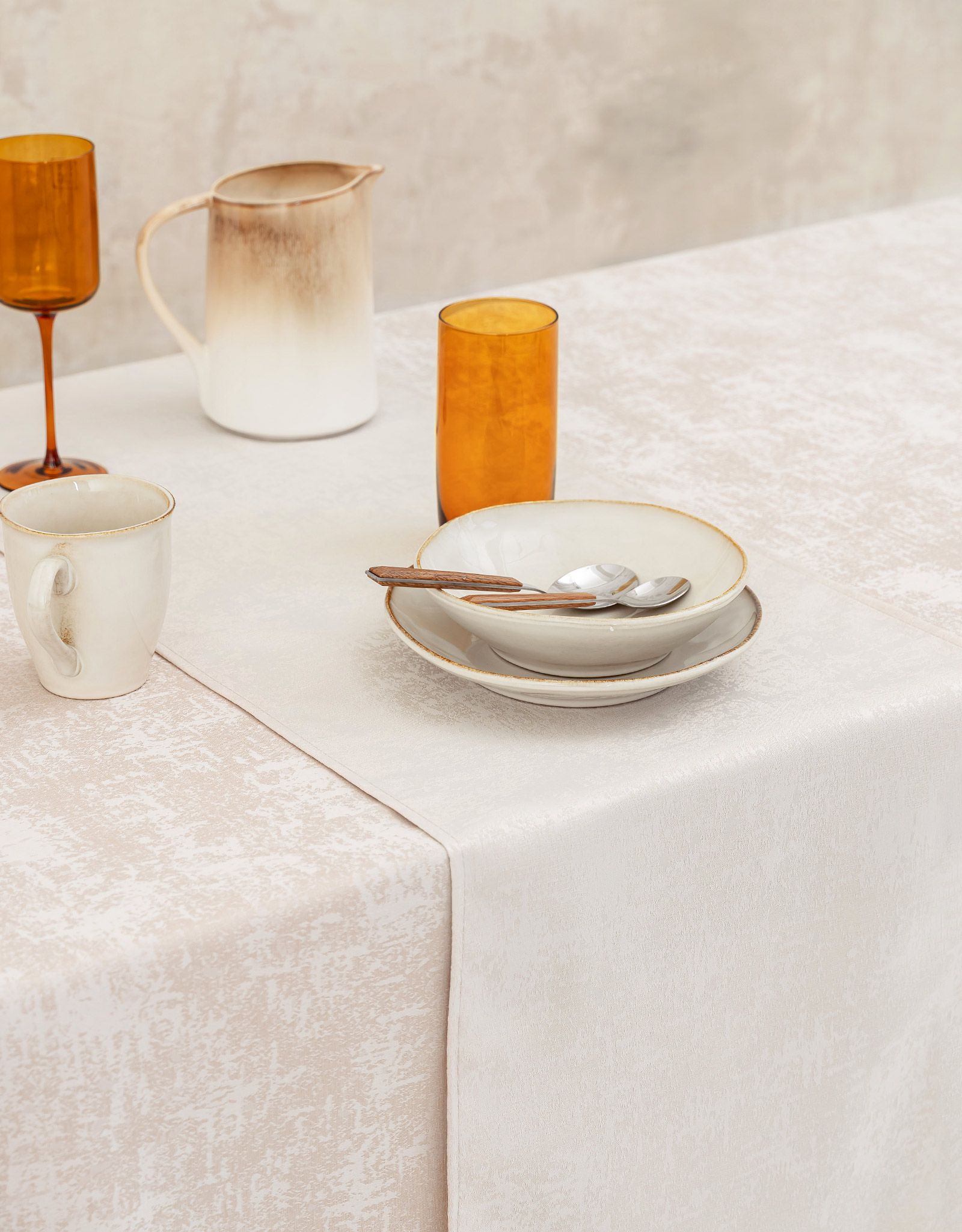 Table runner, 40x160 cm, polyester, beige, Jacquard