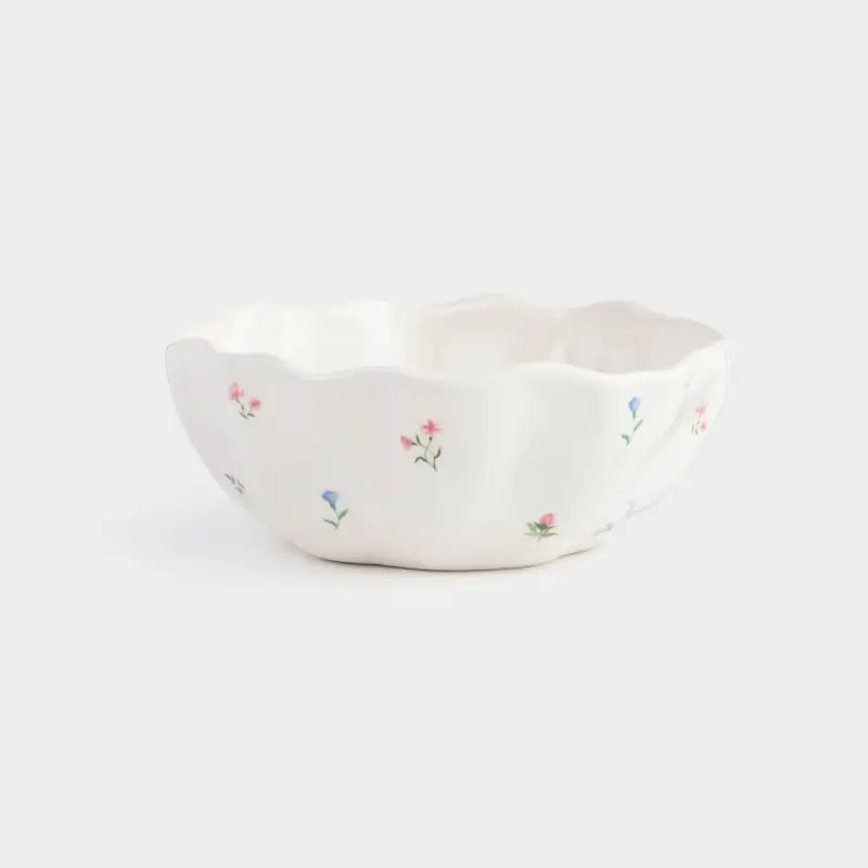 Bowl, 13x5 cm, ceramic, milky, Flowers, El flora