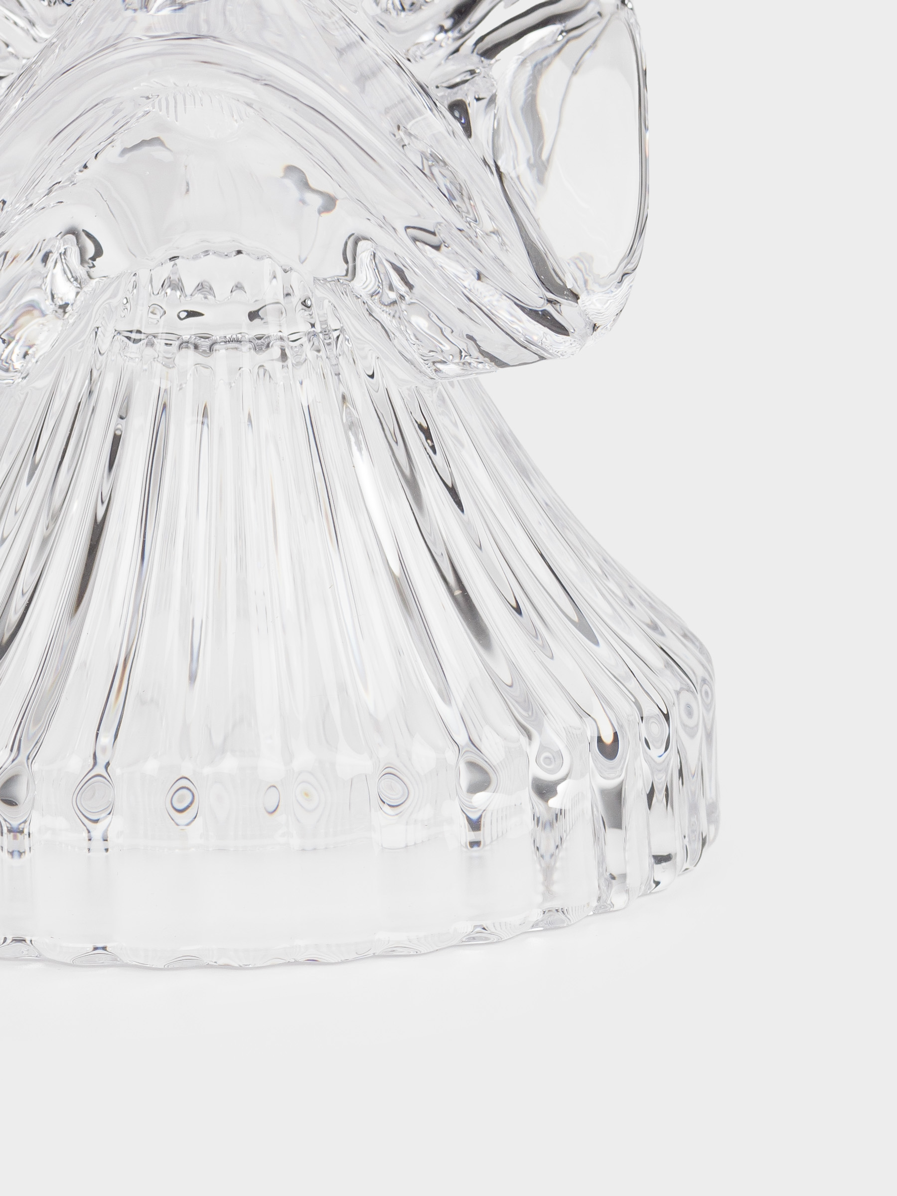 Candlestick, 15 cm, for a thin candle, on a leg, glass, Ribedic, image-1