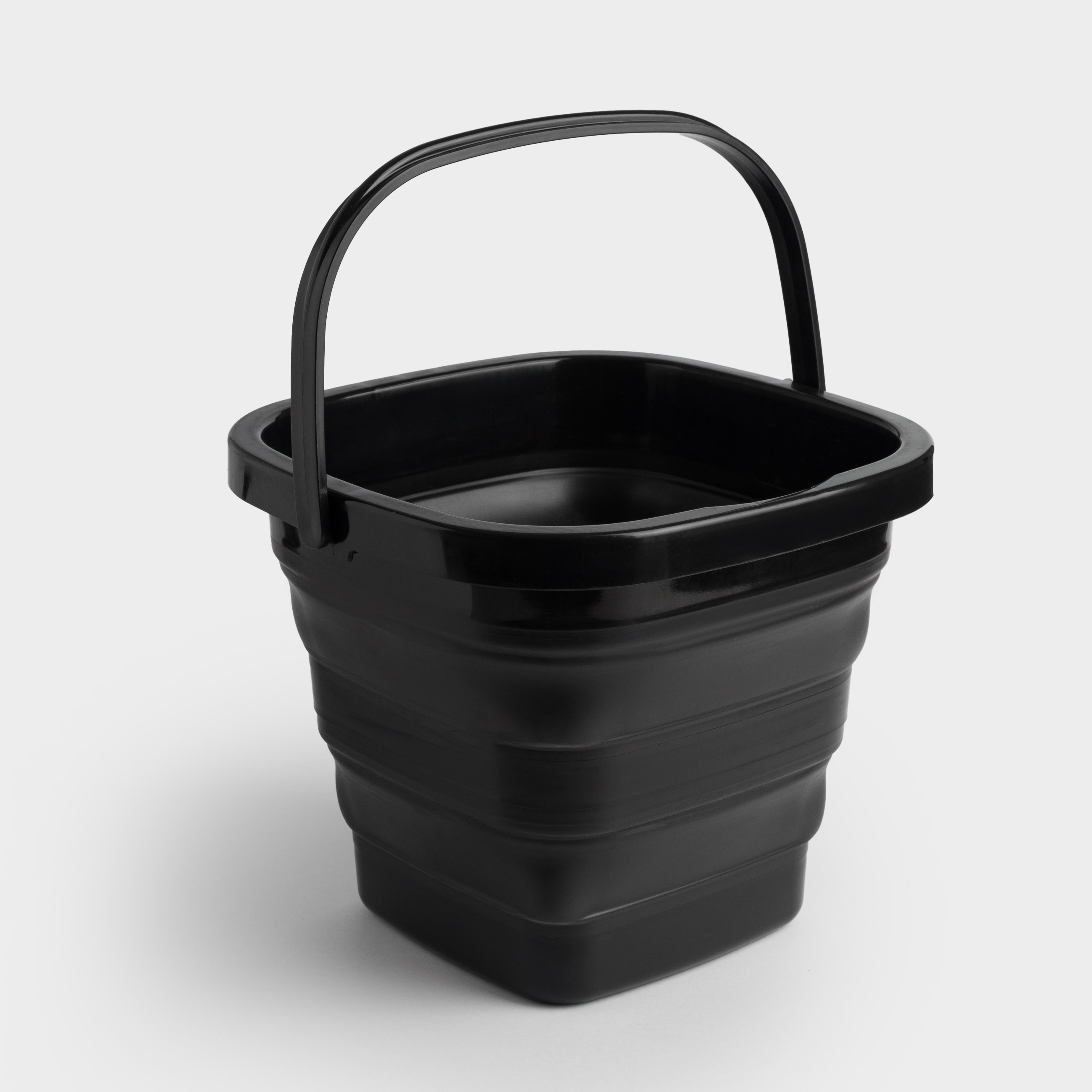 Folding bucket, 5 l, plastic/rubber, square, black, Foldaway black