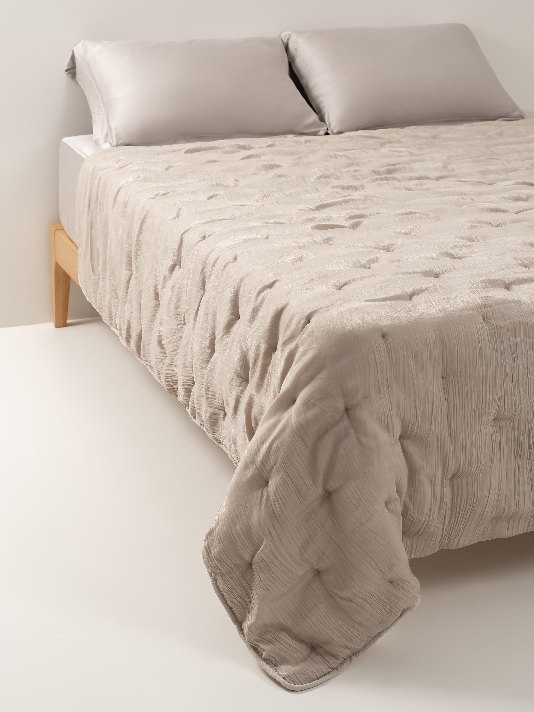 Bedspread, 220x240 cm, velvet, sand, Stitch velvet, image-2