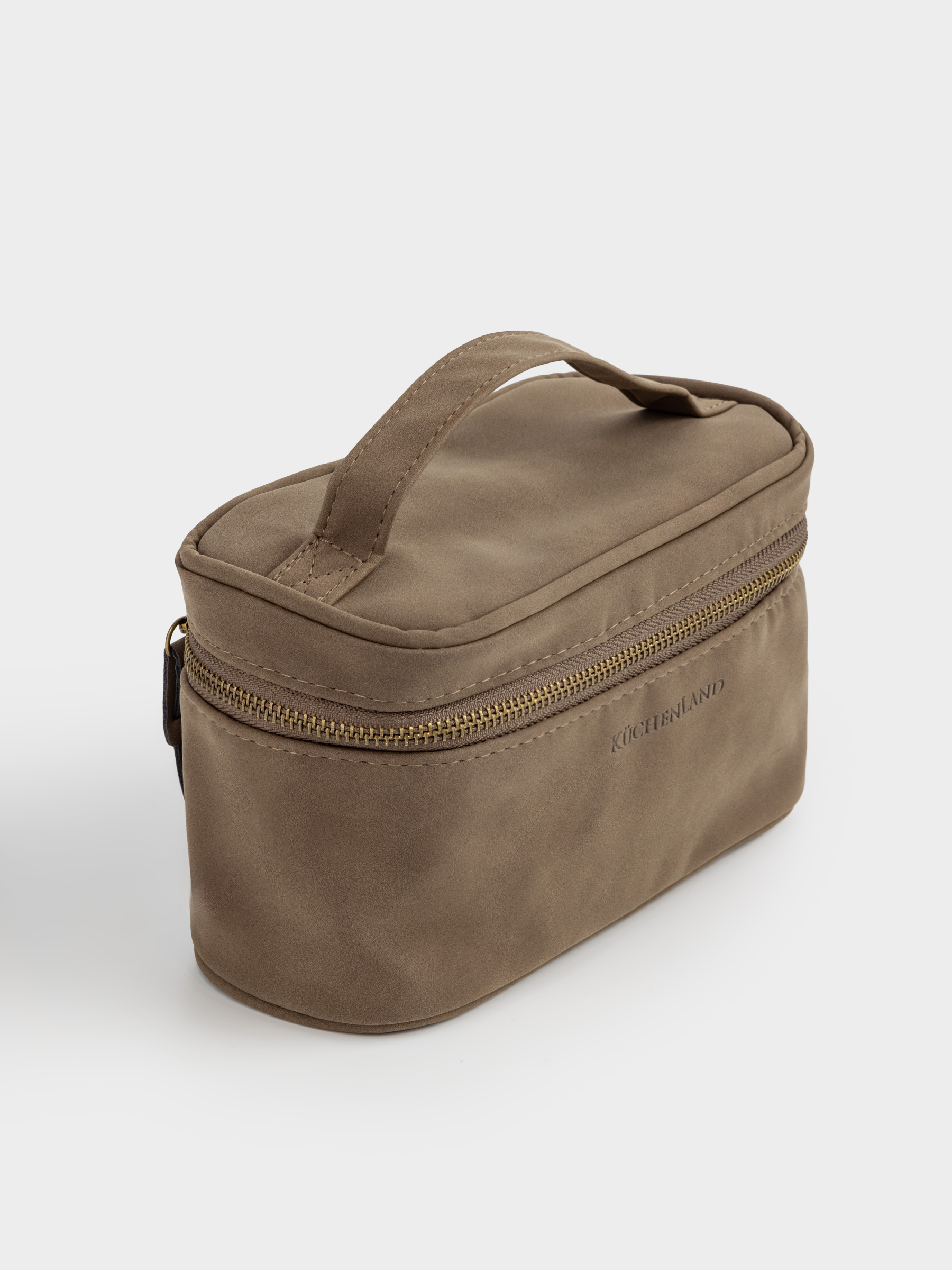 Cosmetic bag, 20x12 cm, with handle, polyurethane, dark brown, Krast, image-4
