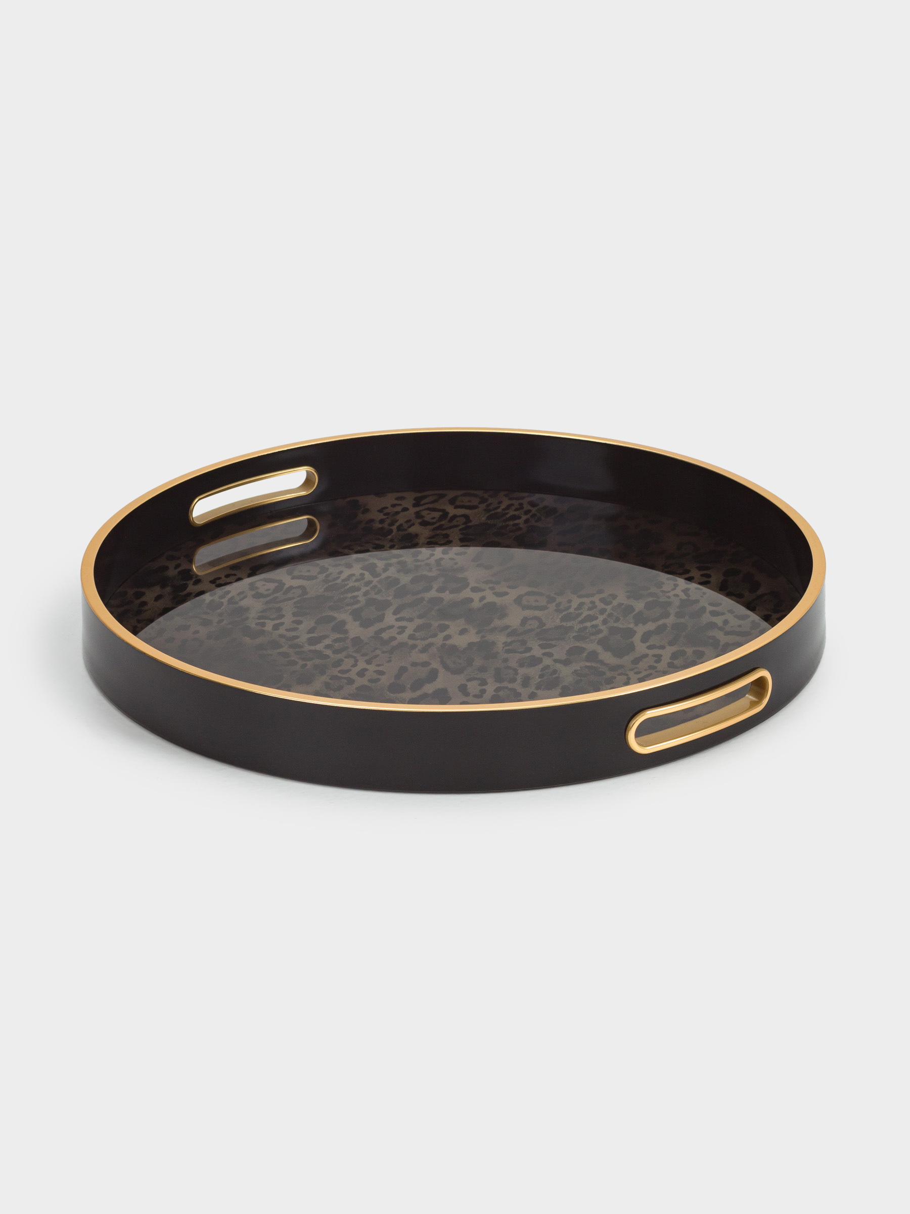 Tray, 45 cm, plastic / glass, round, Black, Leopard, Leopard, image-3