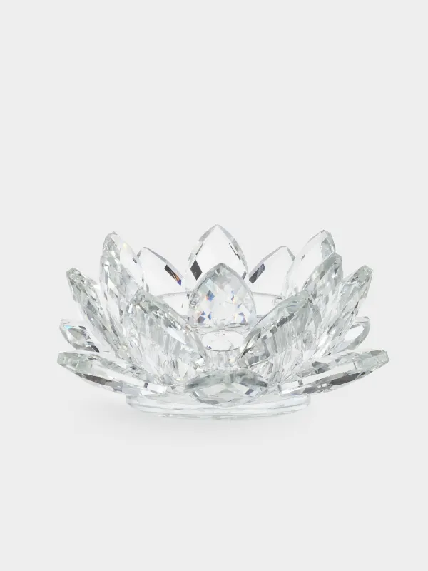 Candlestick, 11 cm, for a tea candle, glass, Flower, Crystal flower, image-0