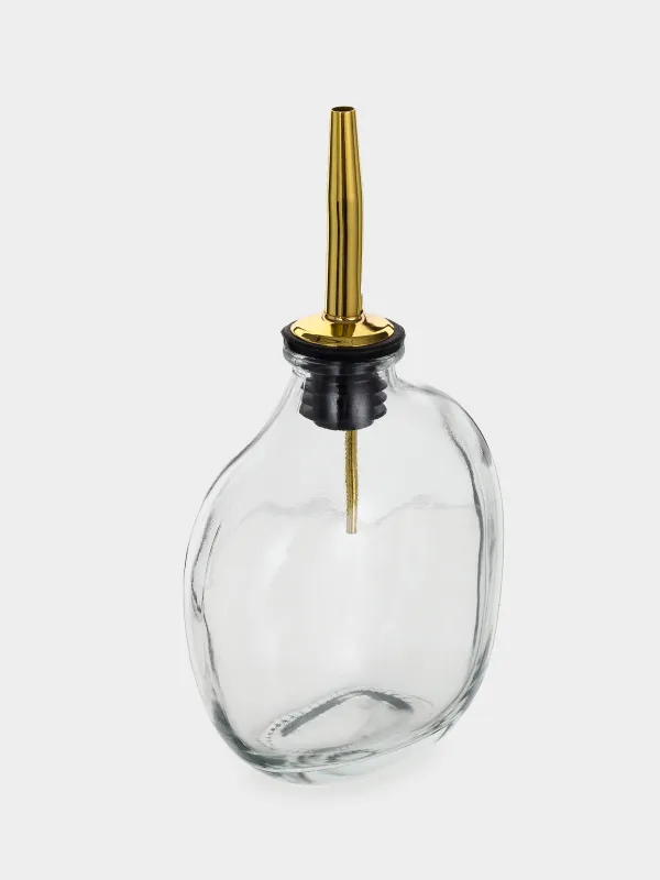 Oil or vinegar bottle, 250 ml, with dispenser, glass / metal, Classic gold, image-1