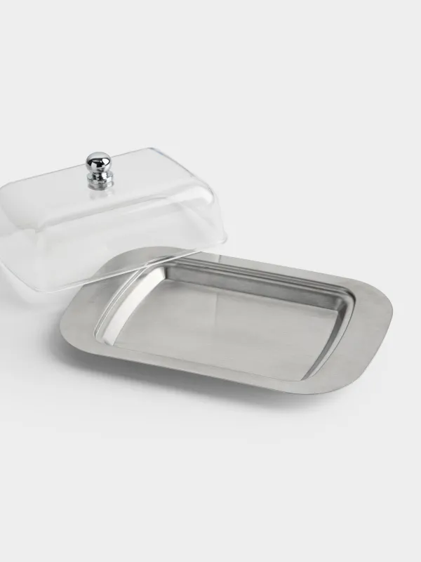 Butter dish, 19 cm, steel / plastic, rectangular, Classic, image-2
