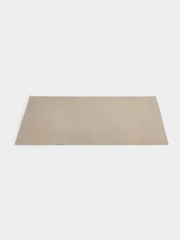 Placemat, 30x45 cm, PVC / polyester, rectangular, sand, Golden lines, Solid, image-1