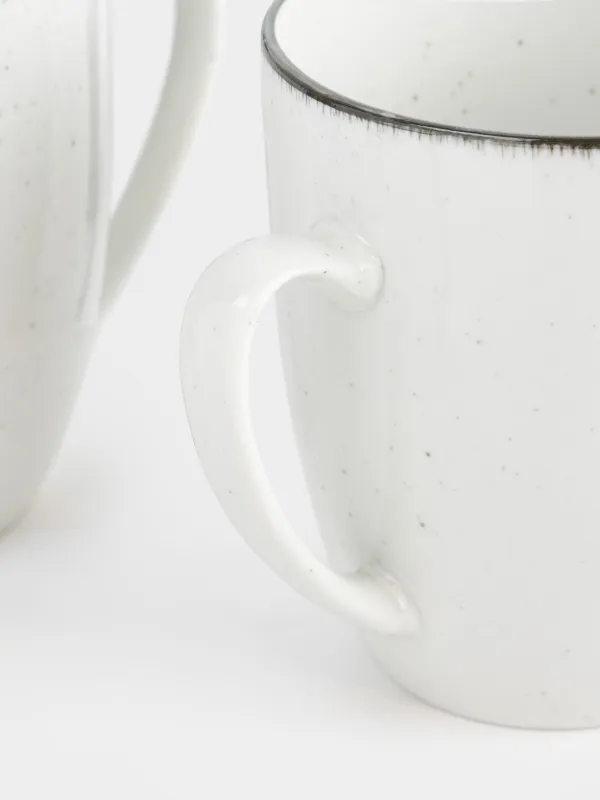 Mug, 350 ml, 2 pcs, ceramic, white-grey, speckled, Roxas, image-1