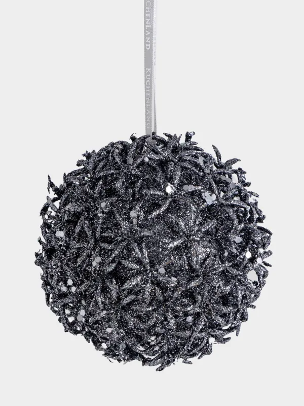 Christmas tree toy, 11 cm, plastic, with glitter, graphite, Fireworks, Balloon, Hedgehog ball, image-0