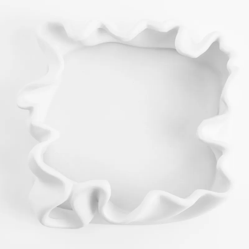 Decorative dish, 17 cm, ceramic, milky, Crumpled effect, Crumple, image-3