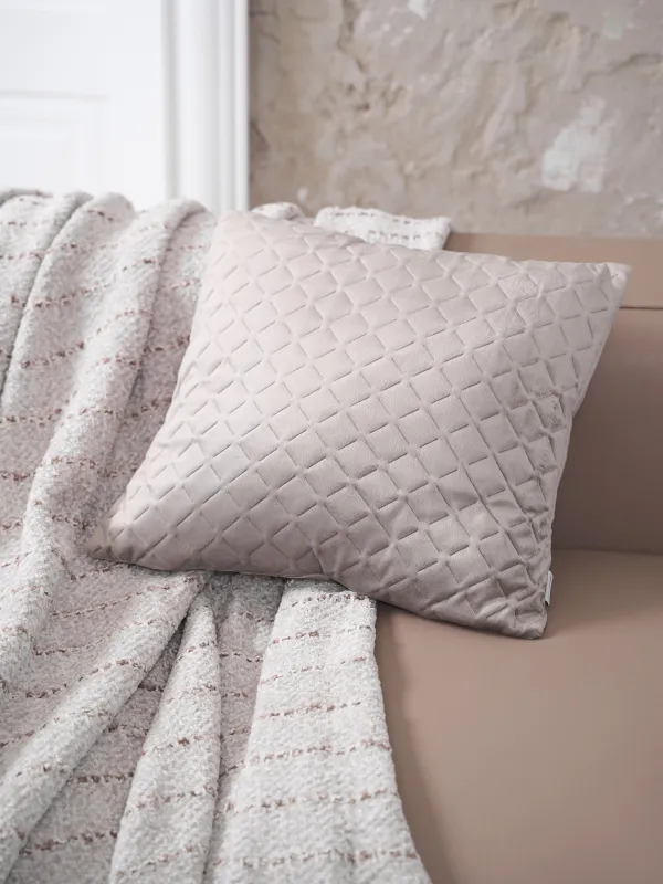 Decorative pillow, 45x45, quilted, corduroy, lilac, Rhombuses, Sewing, image-4