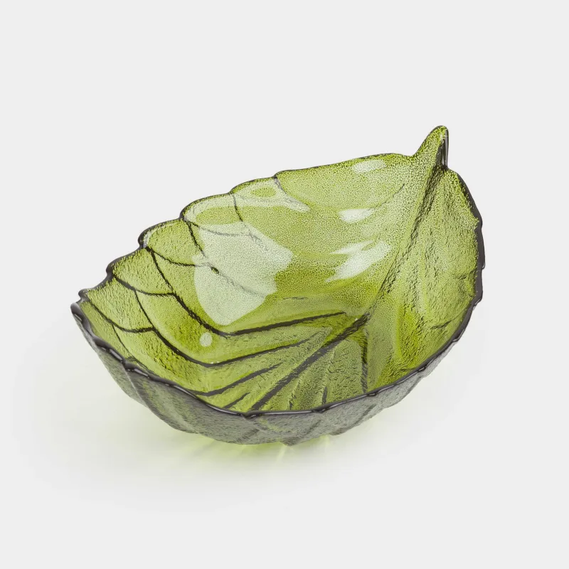 Salad bowl, 24x9 cm, ml, glass, color, Leaf, Curvy