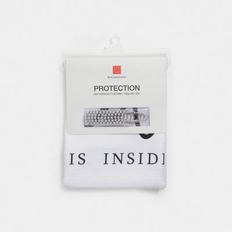 Bathroom curtain, 180x180 cm, with rings, polyester / metal, white, Beauty, Protection