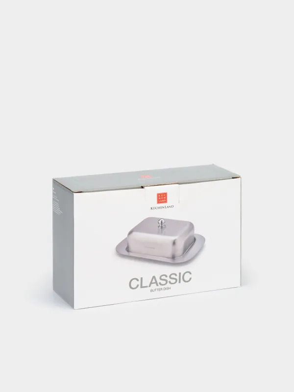 Butter dish, 18 cm, steel, rectangular, Classic, image-7