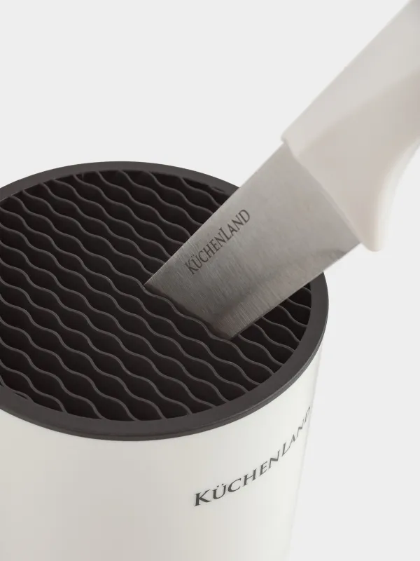 Knife set, 5 pr, in stand, steel / plastic, grey, Daily, image-5