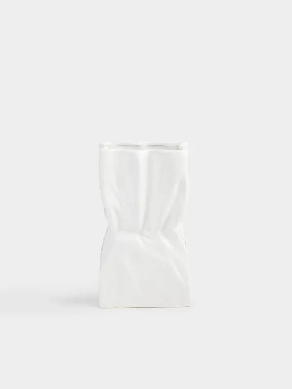 Flower vase, 24 cm, ceramic, white, Crease, Crumple, image-0