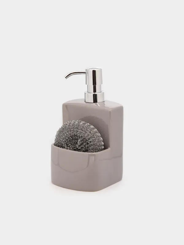 Detergent dispenser, 450 ml, organizer, with sponge, Ceramic, gray, Keeping, image-1