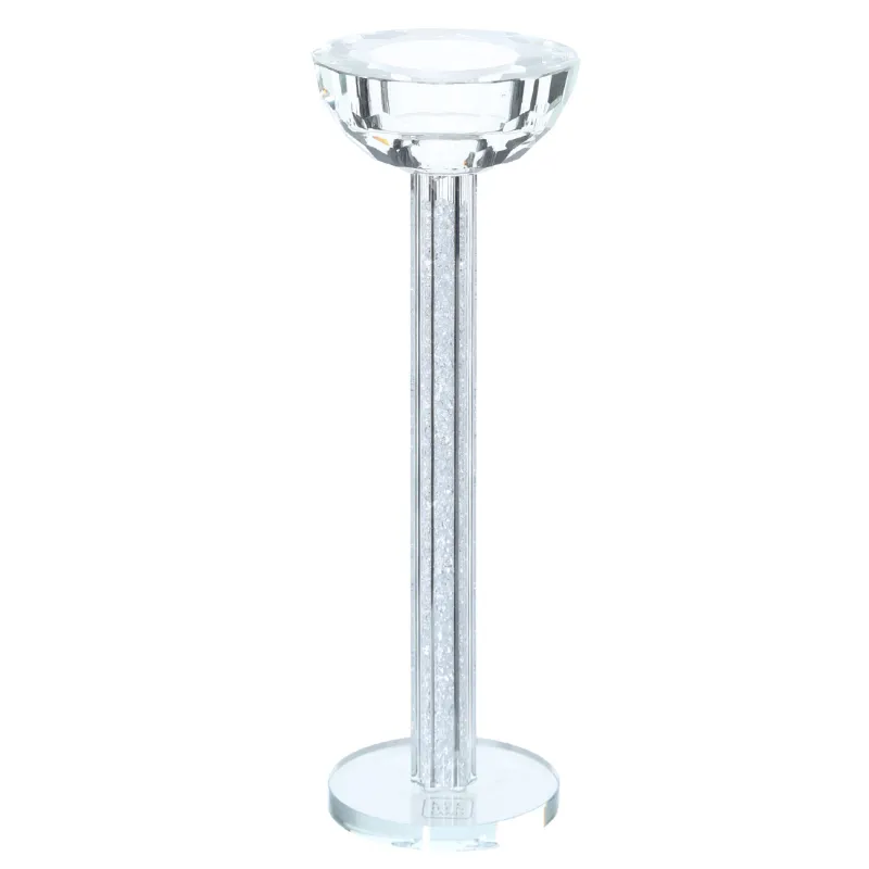 Candle holder, 23 cm, on a leg, glass / rhinestones, Crystal, Crystal, image-0