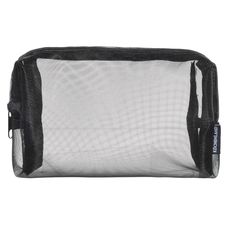 Cosmetic bag, 18x12 cm, Polyester, black, Mesh, Easy Travel