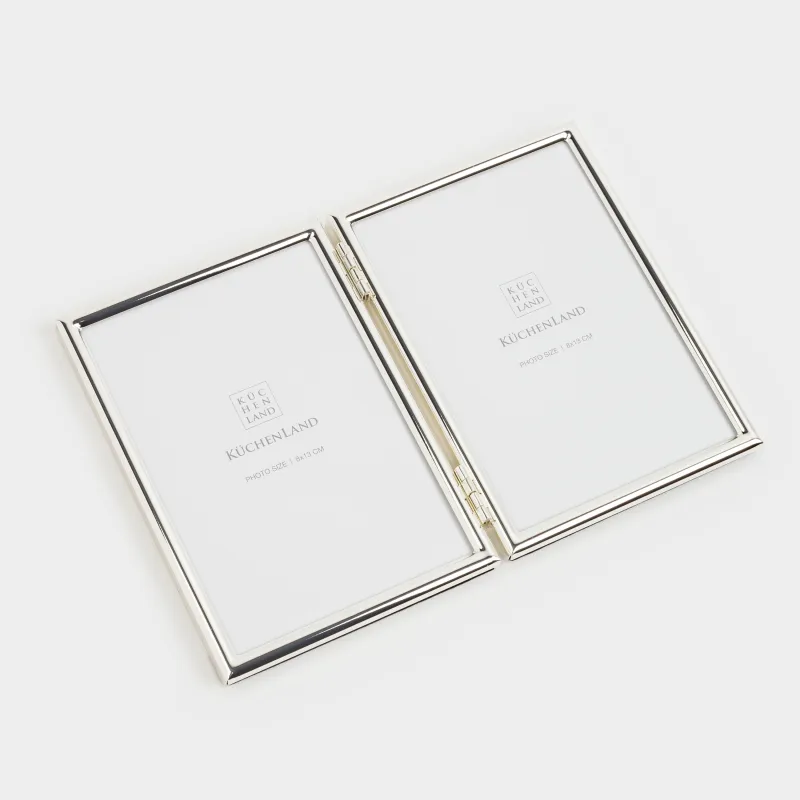 Photo frame, 19x13 cm, 2 photos, metal / glass, silver, Fantastic, image-3