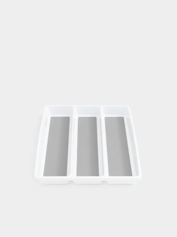 Kitchen accessories tray, 40x33 cm, 3 units, plastic / rubber, white-grey, Non-slip, image-2