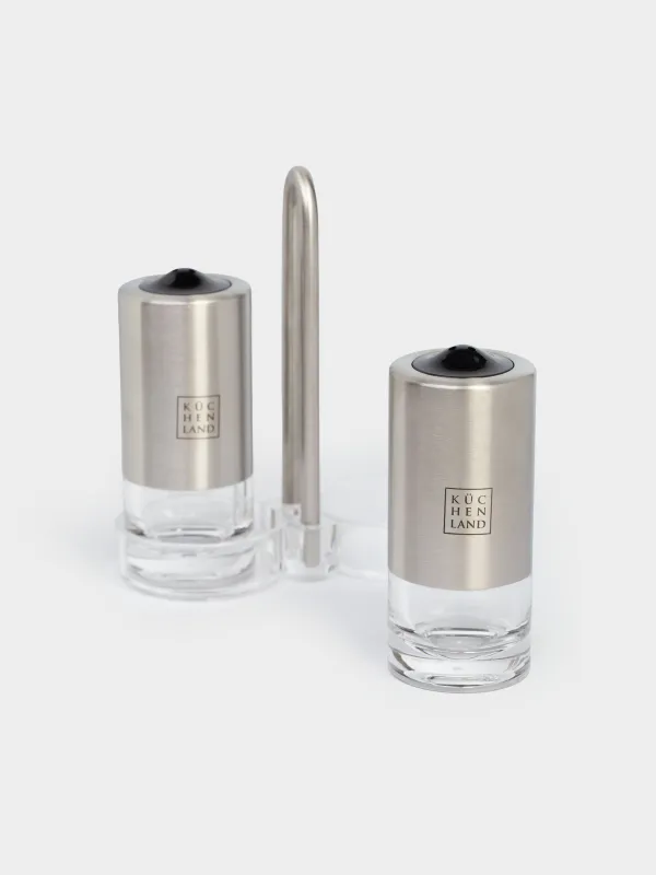 Salt and pepper set, 13 cm, on a stand, acrylic / steel, Spices, image-3
