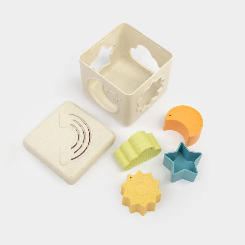 Sorter toy, 11 cm, 5 item, educational, Vegetable fiber / Plastic, Cube, Kiddy