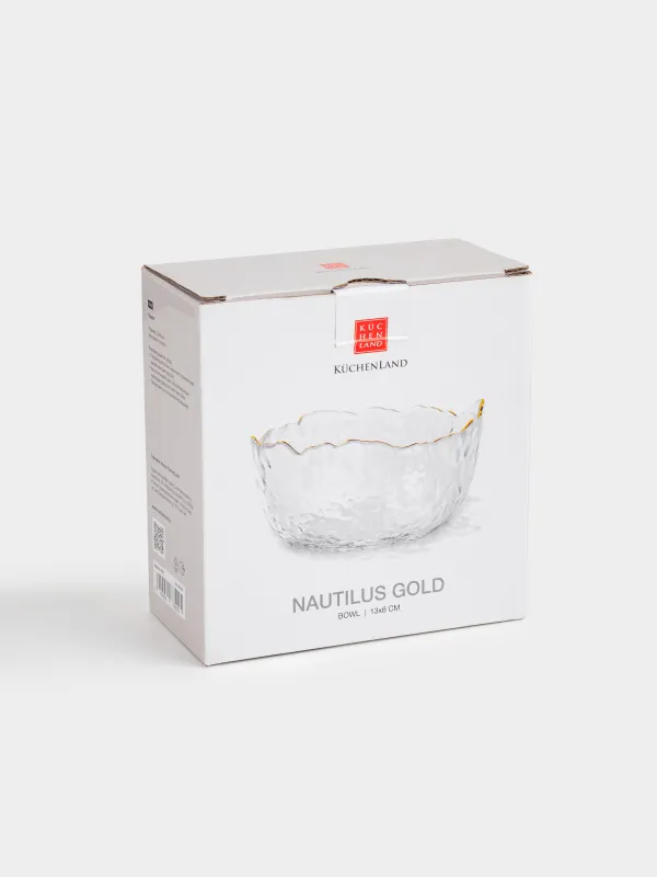 Bowl, 13x6 cm, glass, with golden edging, Nautilus gold, image-3