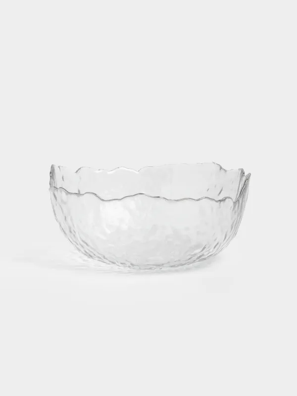 Bowl, 13x6 cm, glass, with silver edging, Nautilus silver, image-0