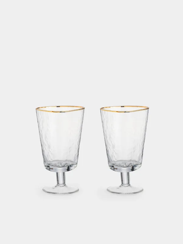 Drinking glass, 380 ml, 2 pcs, glass, golden edging, Triangle Gold, image-0