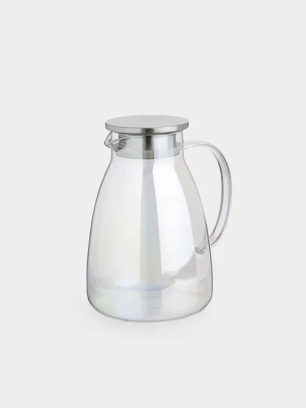 Jug, 2 l, with filter lid, glass B/steel, mother-of-pearl, Radiant, image-1