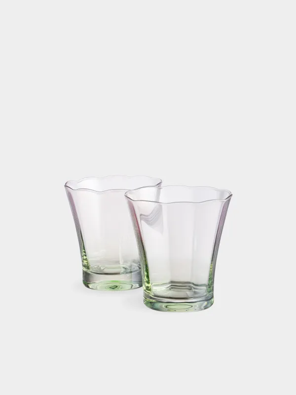 Glass, cm, 330 ml, 2 pcs, glass, purple-green, Flevertino, image-1