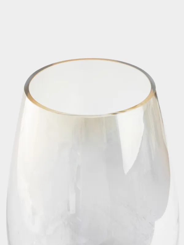 Flower vase, 26 cm, glass, beige gradient, Craquelure, Ice, image-2