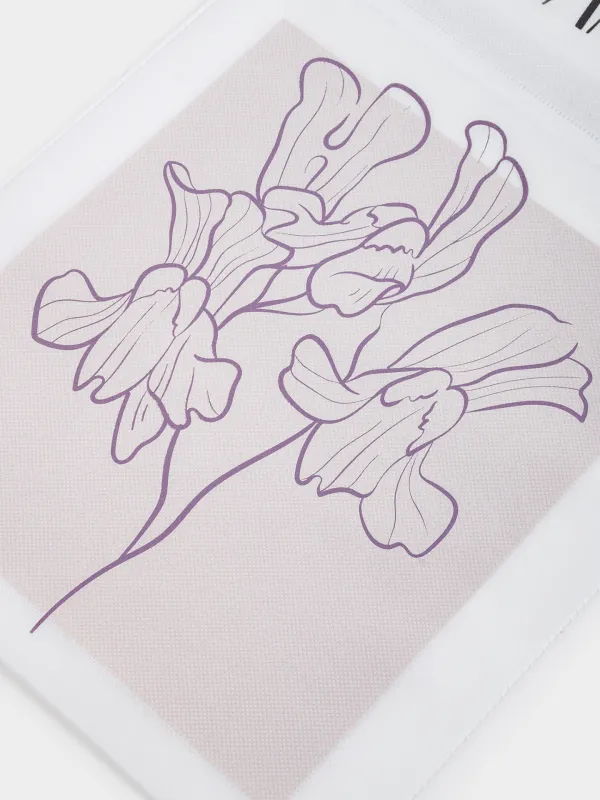 Gift bag, 30x45 cm, with drawstrings, polypropylene, white, Flower, Botanica, image-1