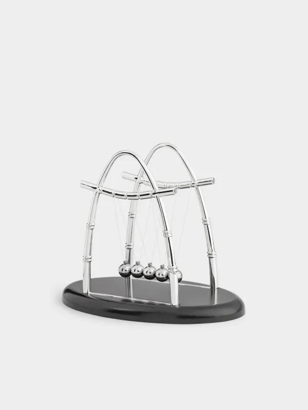 Anti-stress pendulum, 18х15 cm, plastic / steel, black, Newton's Cradle, Collection, image-2