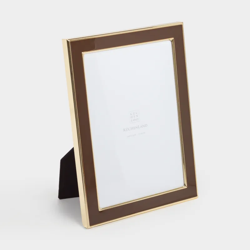 Photo frame, 14x19 cm, plastic / glass, brown