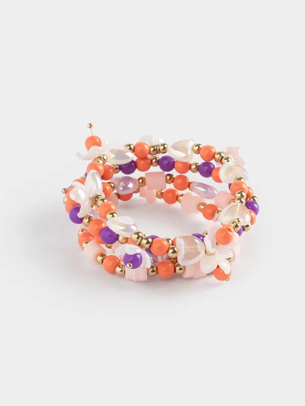 Bracelets set, 6 cm, 4 pcs, children's, pink, Beads, Jewelry kids, image-3