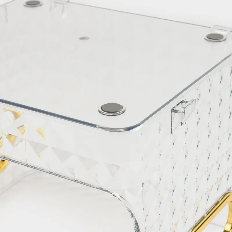 Organizer for cosmetics, 12x12 cm, with gold handles, plastic, Kandy, image-2