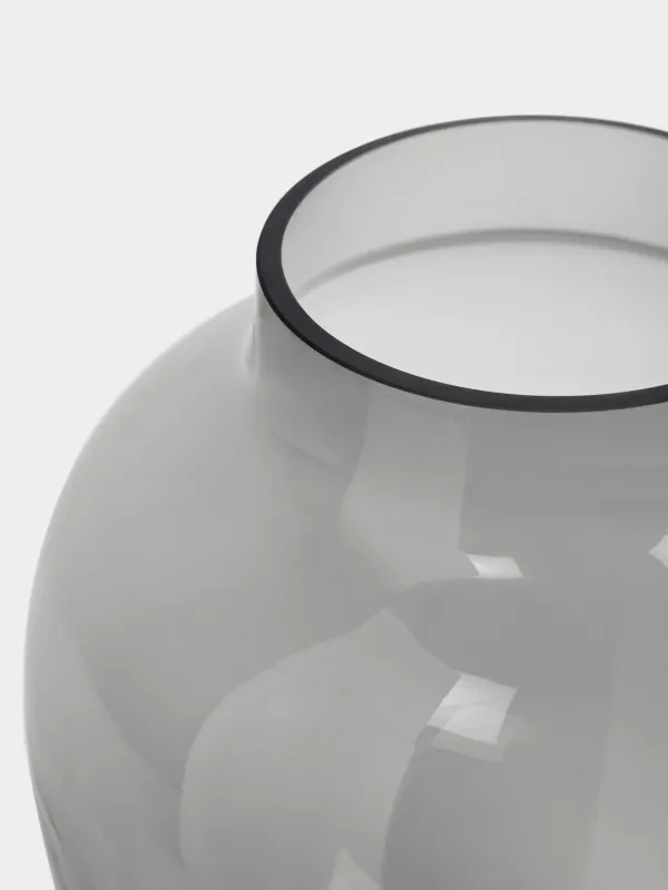 Flower vase, 23 cm, glass, grey, Clear grey, image-2