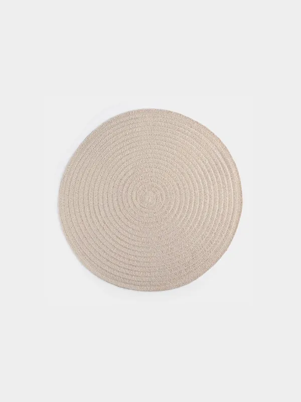 Placemat, 38 cm, Chenille, round, sand, Chenill, image-0