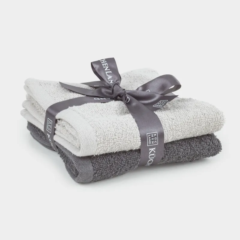 Kitchen towel, 30x60 cm, 2 pcs, cotton, beige/dark gray, Mong