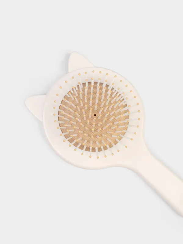 Hair massage comb, 19 cm, for children, plastic / rubber, Beige, Cat, Cat, image-1
