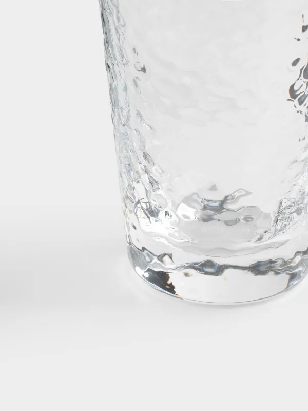 Glass, 17 cm, 450 ml, glass, with silver edging, Ripply silver, image-2