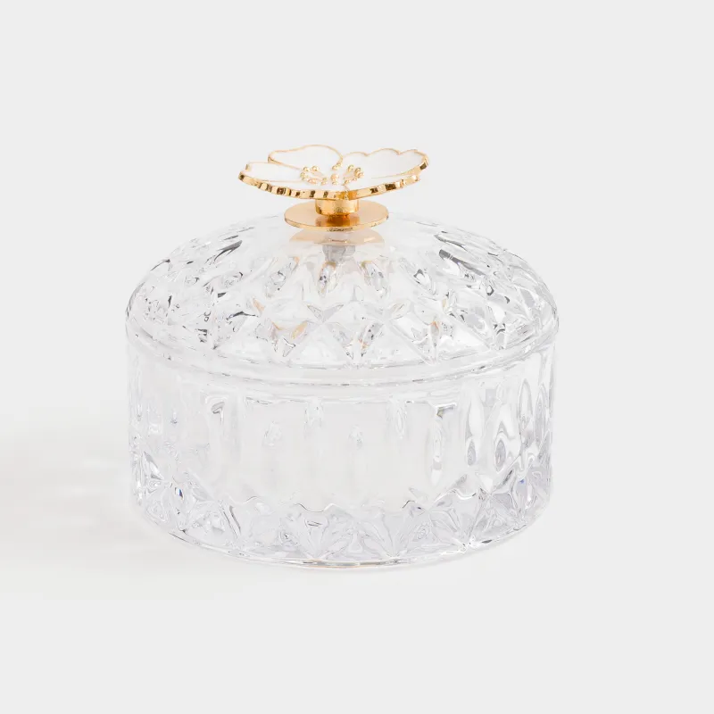 Storage container, 10x8 cm, ml, glass R / metal, Flower, Naiad