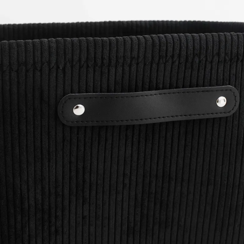 Laundry basket, 38x26x25 cm, with handles, polyester, rectangular, black, Black style, image-4