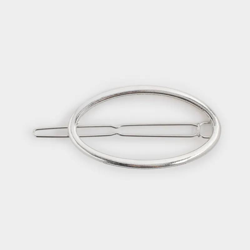 Hair clip, 7 cm, Metal, Silver, Oval, Hairstyle