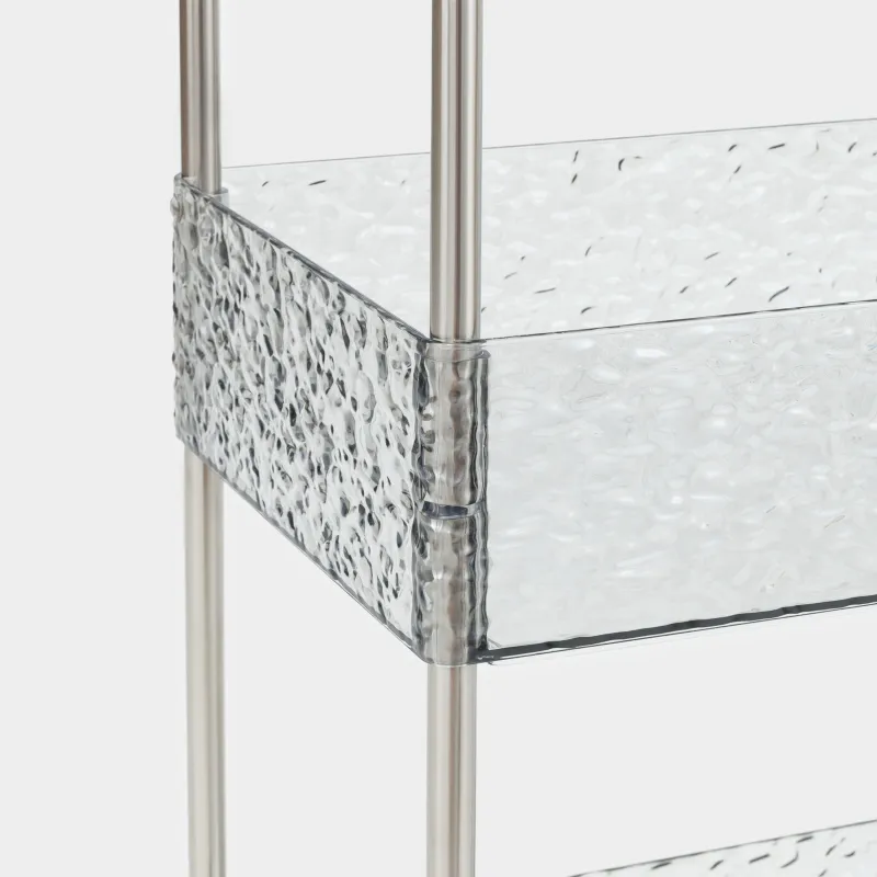 Bookcase, 3-tier, 40x22x63 cm, on wheels, with baskets, plastic, gray, Renaissance clear, image-2