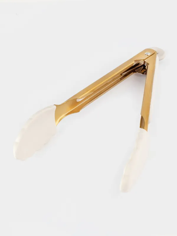Kitchen tongs, 27 cm, steel / silicone, golden milky, Bello gold, image-5