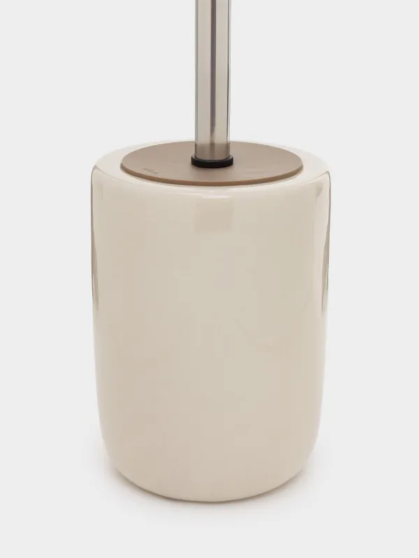 Toilet brush, 39 cm, with stand, ceramic / plastic, beige, Nira, image-2