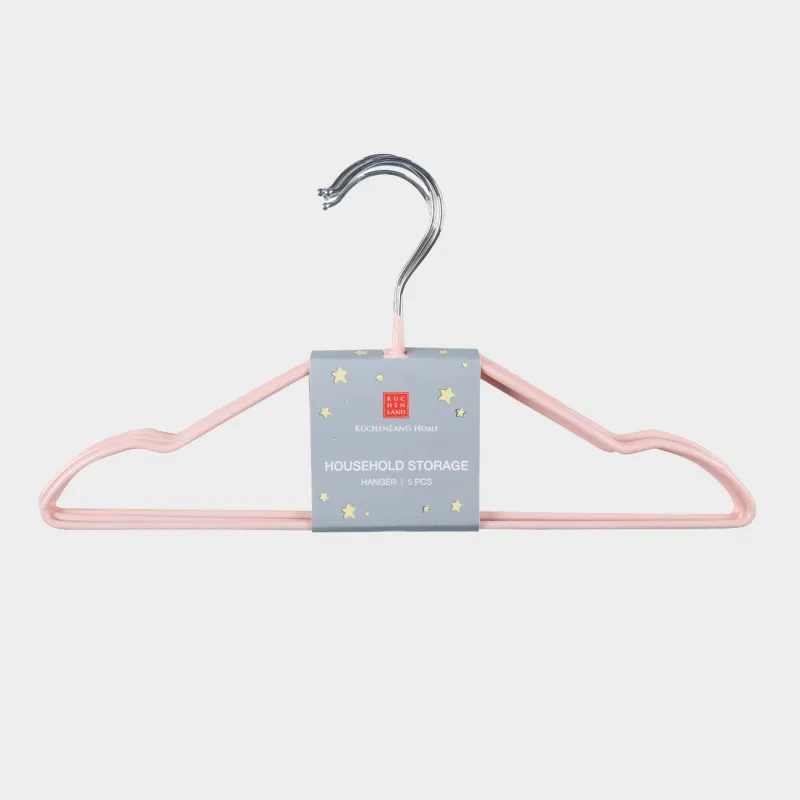 Hanger, 28 cm, 5 pcs, children's, metal coated, pink, Colorful house, image-2